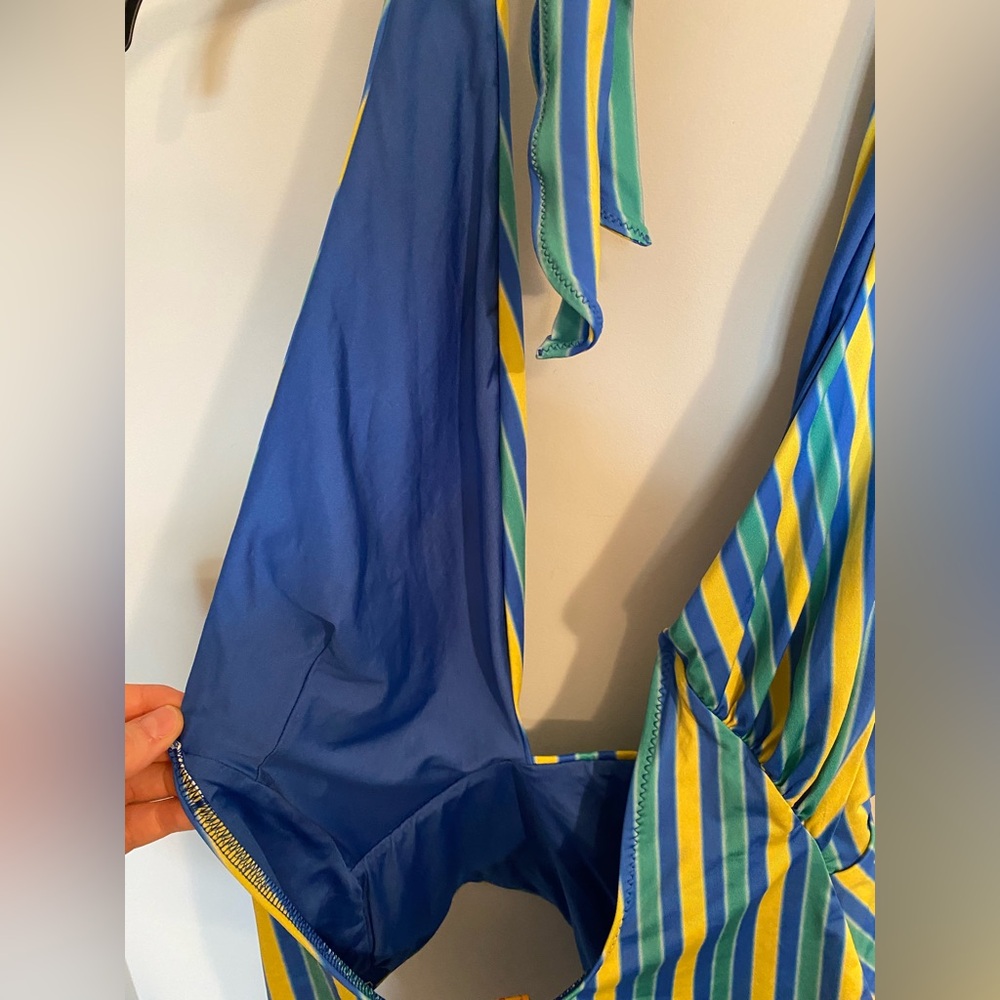 Mango x Simon Miller Multi-Colored Striped Wrap One Piece Swimsuit Size M - Picture 8 of 13
